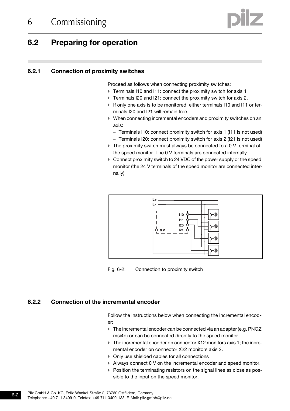 Preparing for operation, 1 connection of proximity switches, 2 connection of the incremental encoder | 6commissioning, 2 preparing for operation | Pilz PNOZ ms2p TTL coated version User Manual | Page 26 / 45