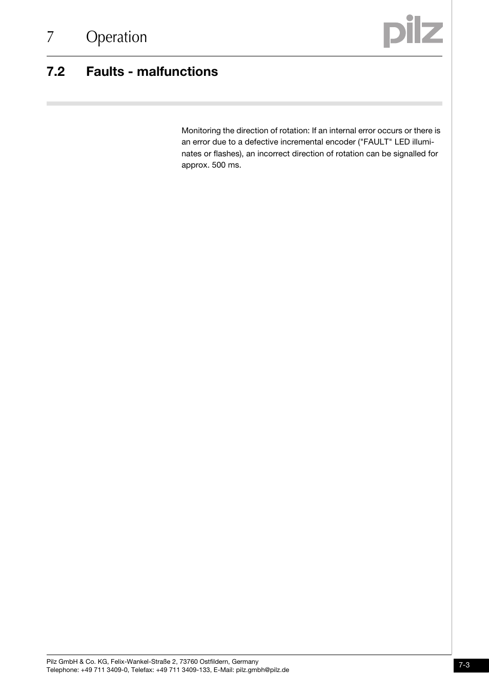 Faults - malfunctions, 7operation, 2 faults - malfunctions | Pilz PNOZ ms2p TTL coated version User Manual | Page 37 / 45