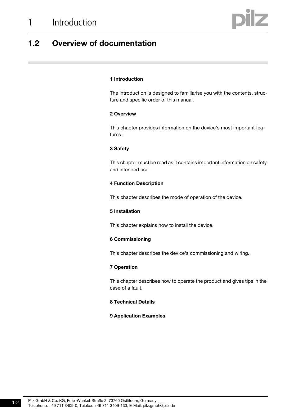 Overview of documentation, 1introduction, 2 overview of documentation | Pilz PNOZ ms2p TTL coated version User Manual | Page 6 / 45