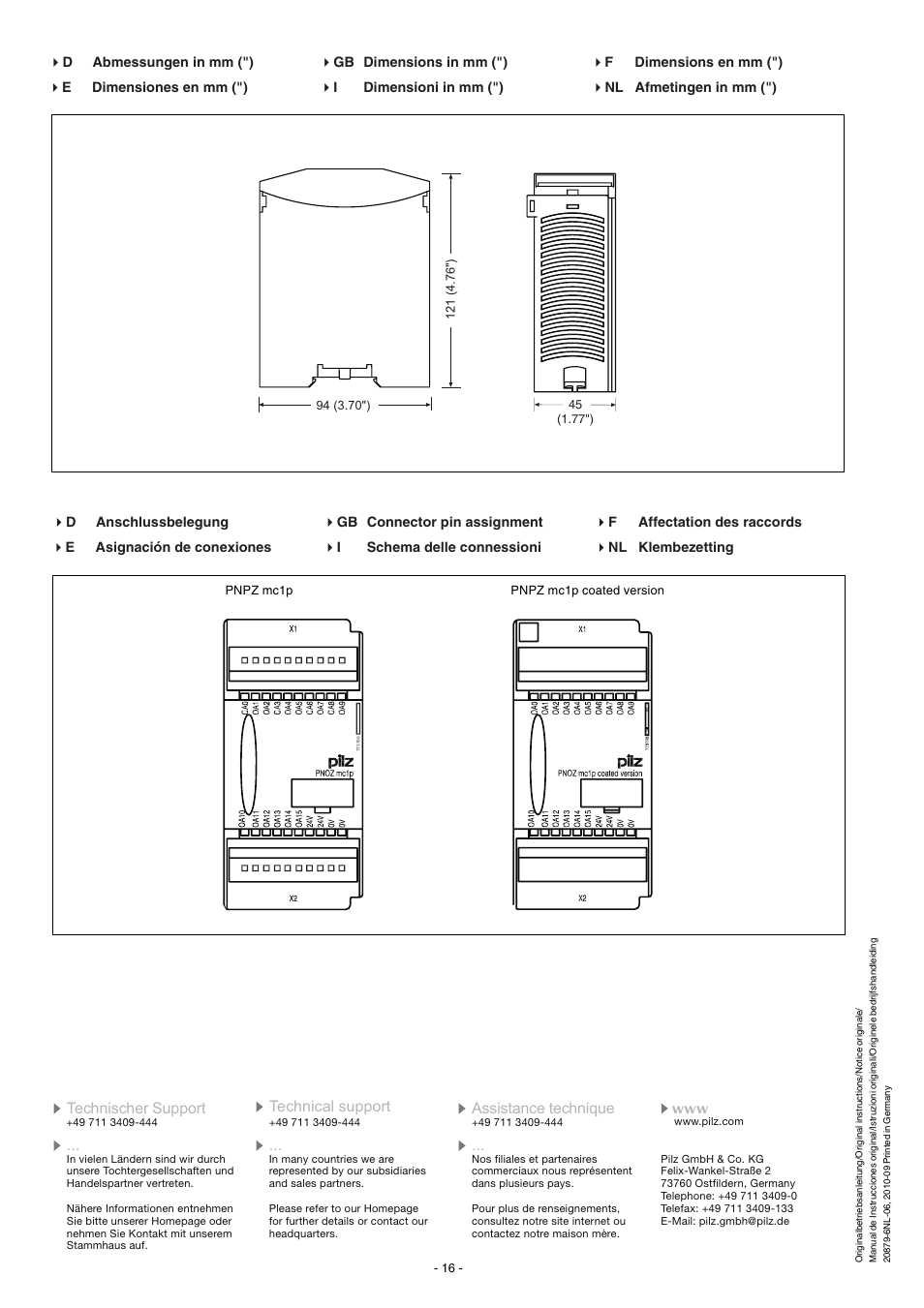 Pilz PNOZ mc1p User Manual | Page 16 / 16
