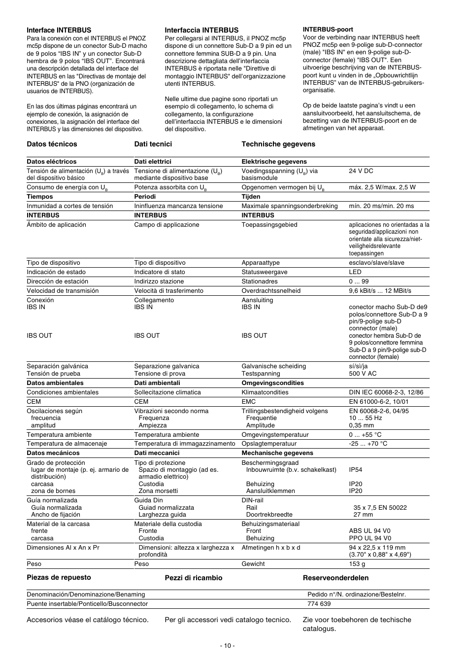 Pilz PNOZ mc5p Interbus User Manual | Page 10 / 12