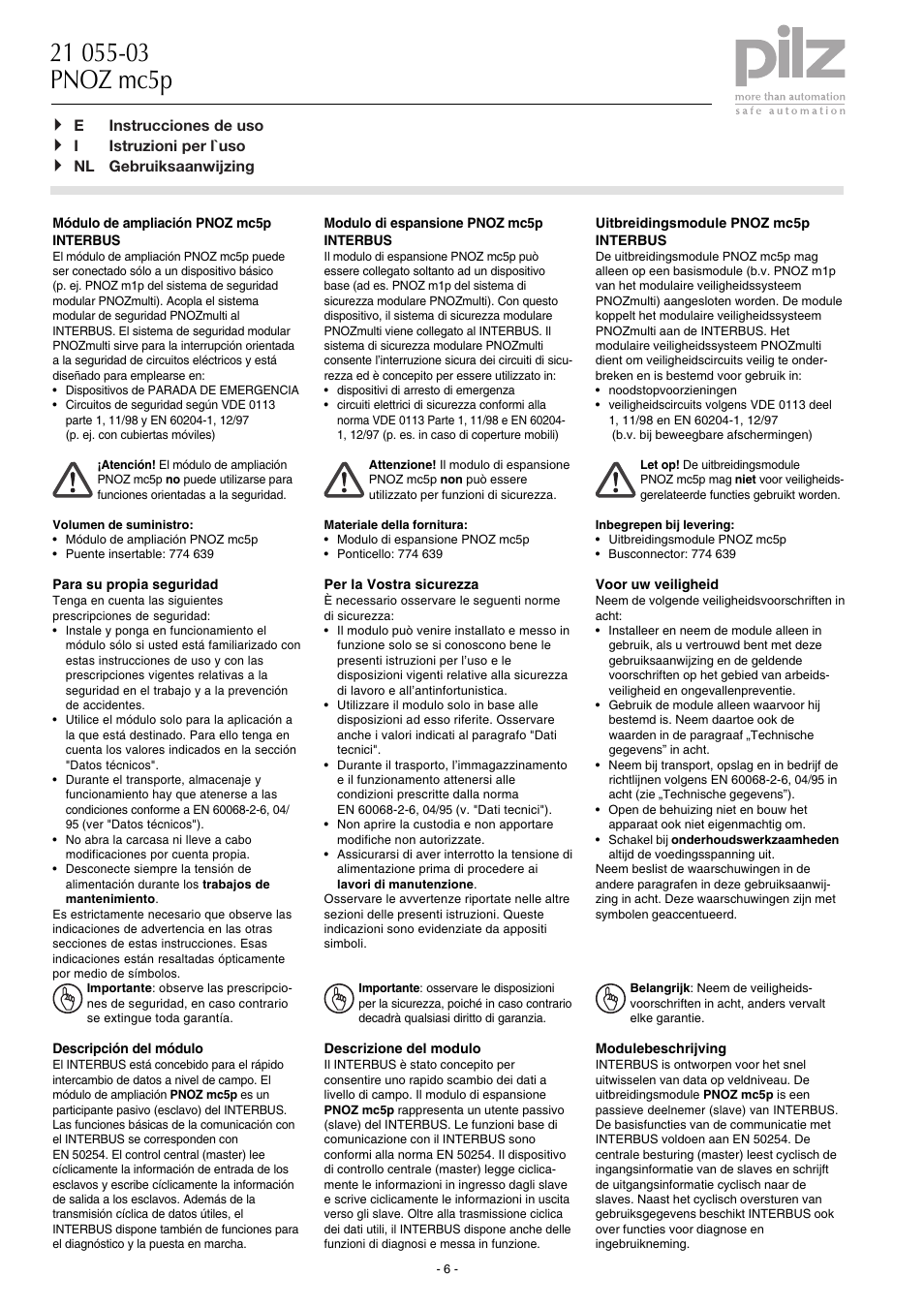 Pilz PNOZ mc5p Interbus User Manual | Page 6 / 12