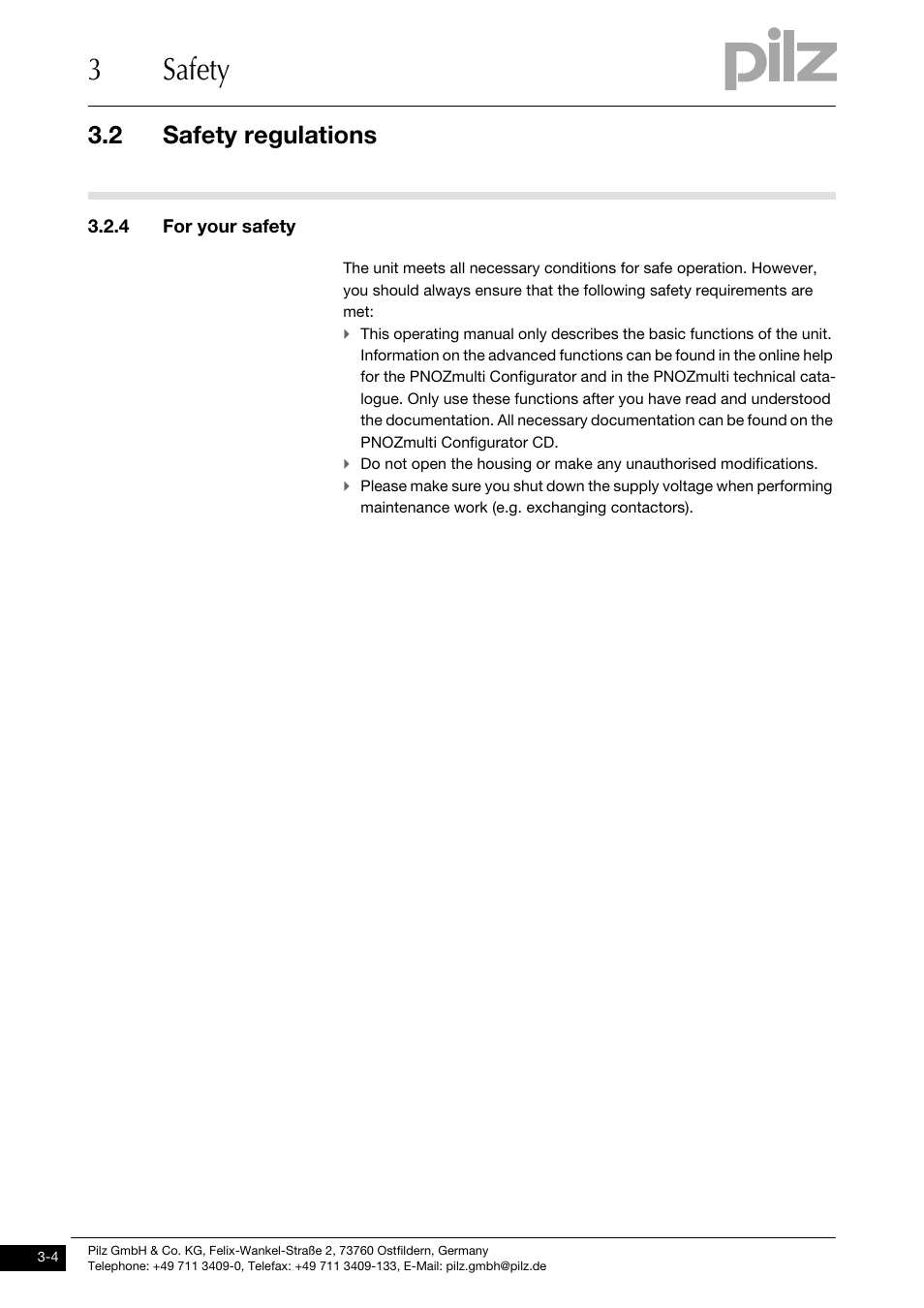 4 for your safety, 3safety, 2 safety regulations | Pilz PNOZ mc6p CANopen coated version User Manual | Page 14 / 29
