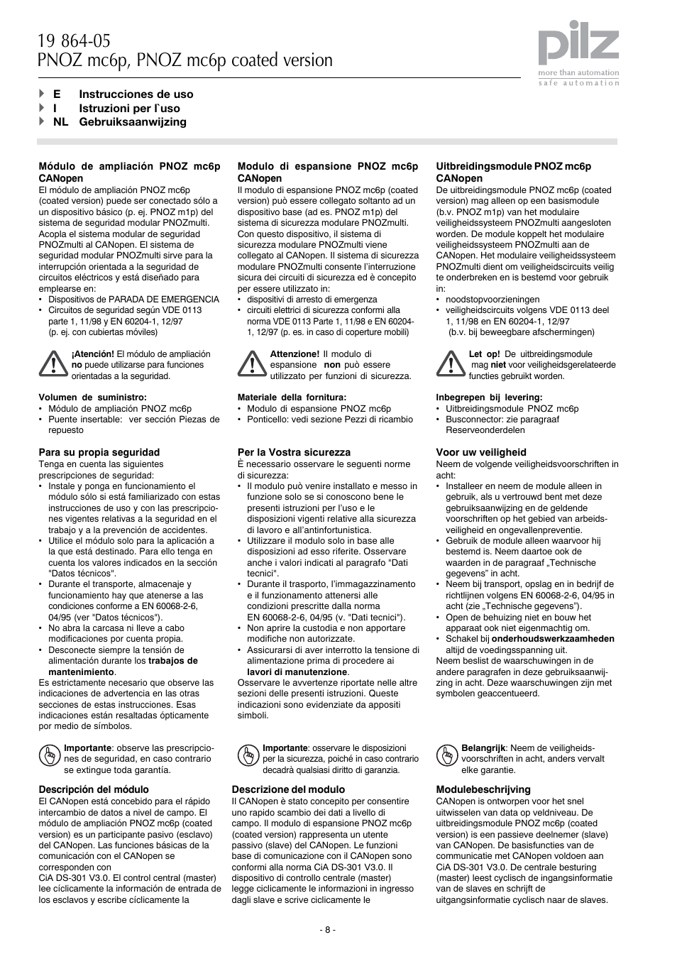 Pilz PNOZ mc6p CANopen coated version User Manual | Page 8 / 16