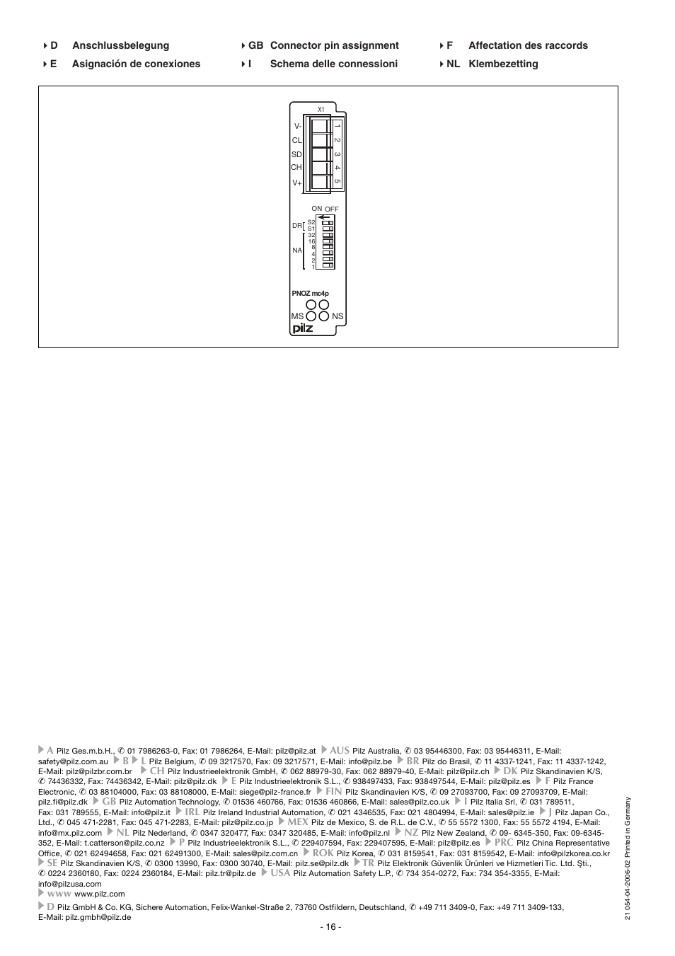 Pilz PNOZ mc4p DeviceNet coated version User Manual | Page 16 / 16