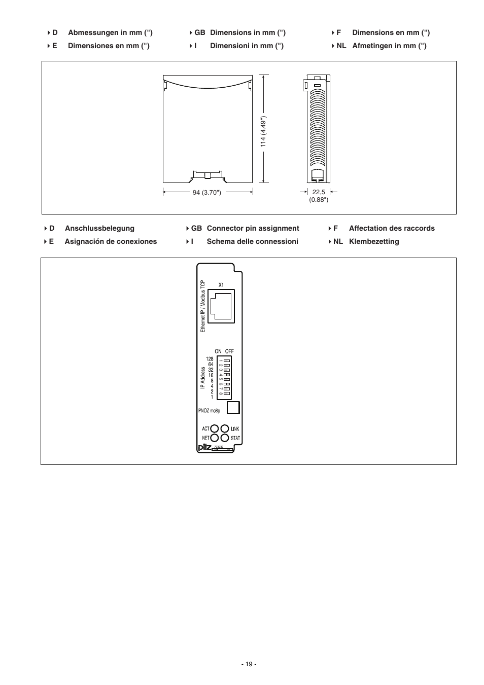 Pilz PNOZ mc8p Ethernet IP / Modbus TCP User Manual | Page 19 / 20