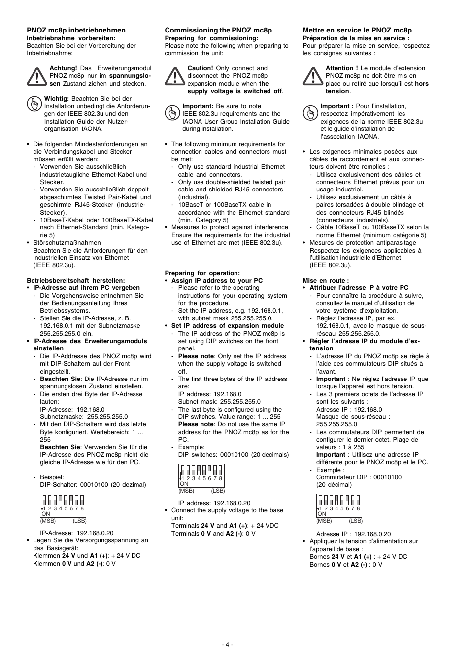 Pilz PNOZ mc8p Ethernet IP / Modbus TCP User Manual | Page 4 / 20