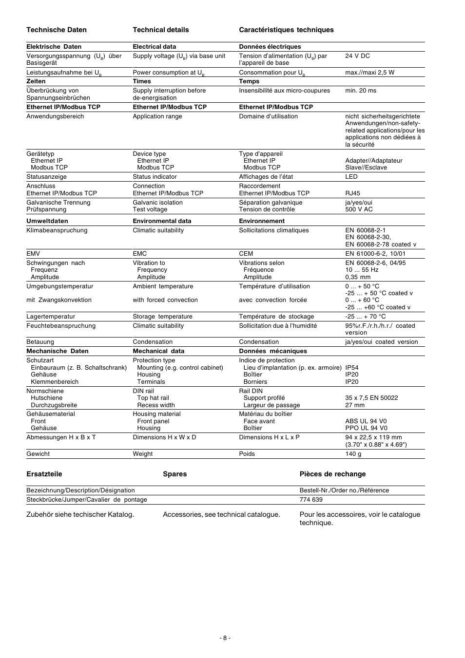 Pilz PNOZ mc8p Ethernet IP / Modbus TCP User Manual | Page 8 / 20