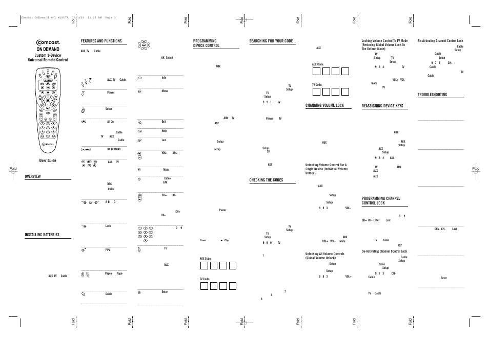Comcast M1057A User Manual | 2 pages