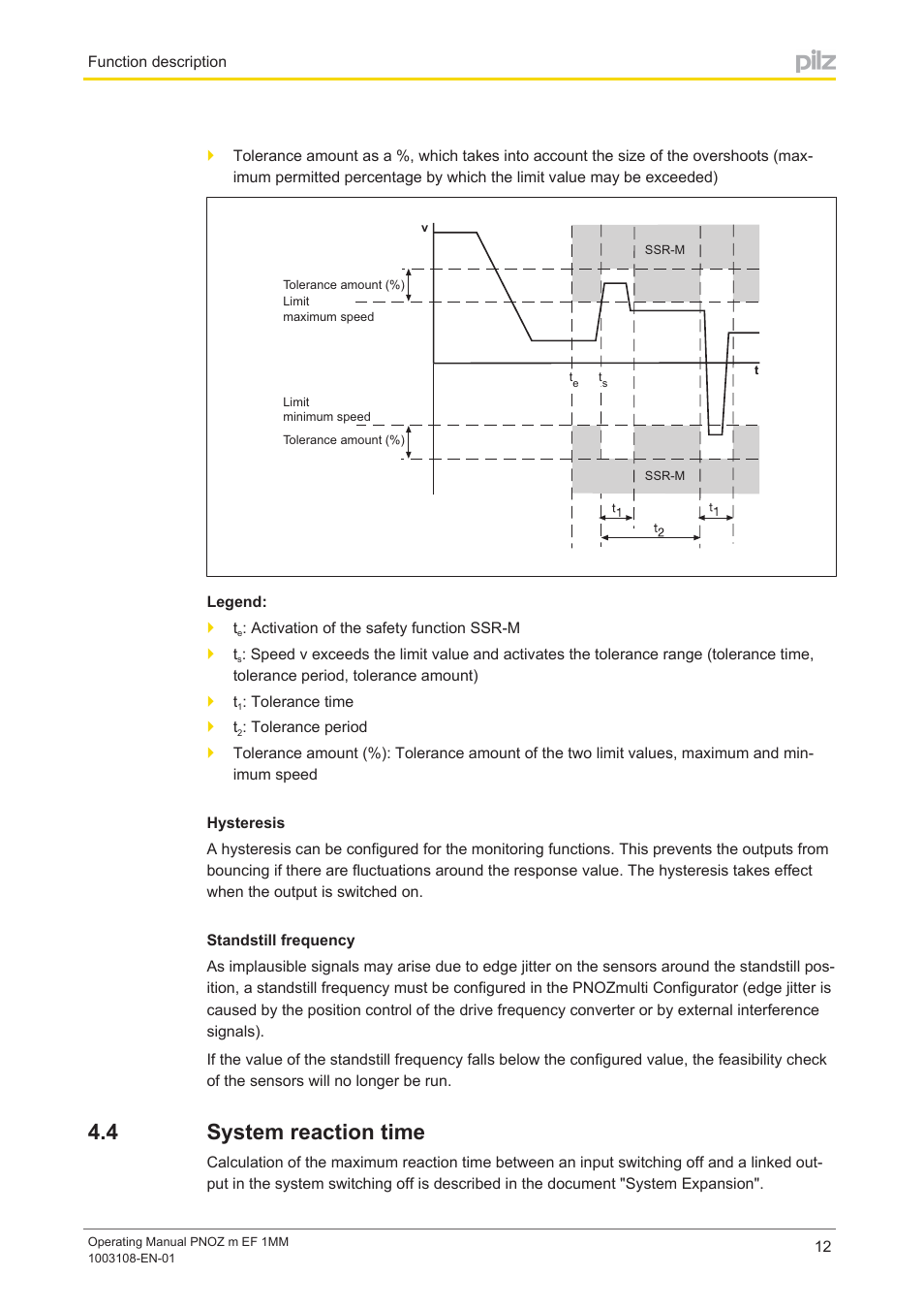 4 system reaction time, System reaction time | Pilz PNOZ m EF 1MM User Manual | Page 12 / 26
