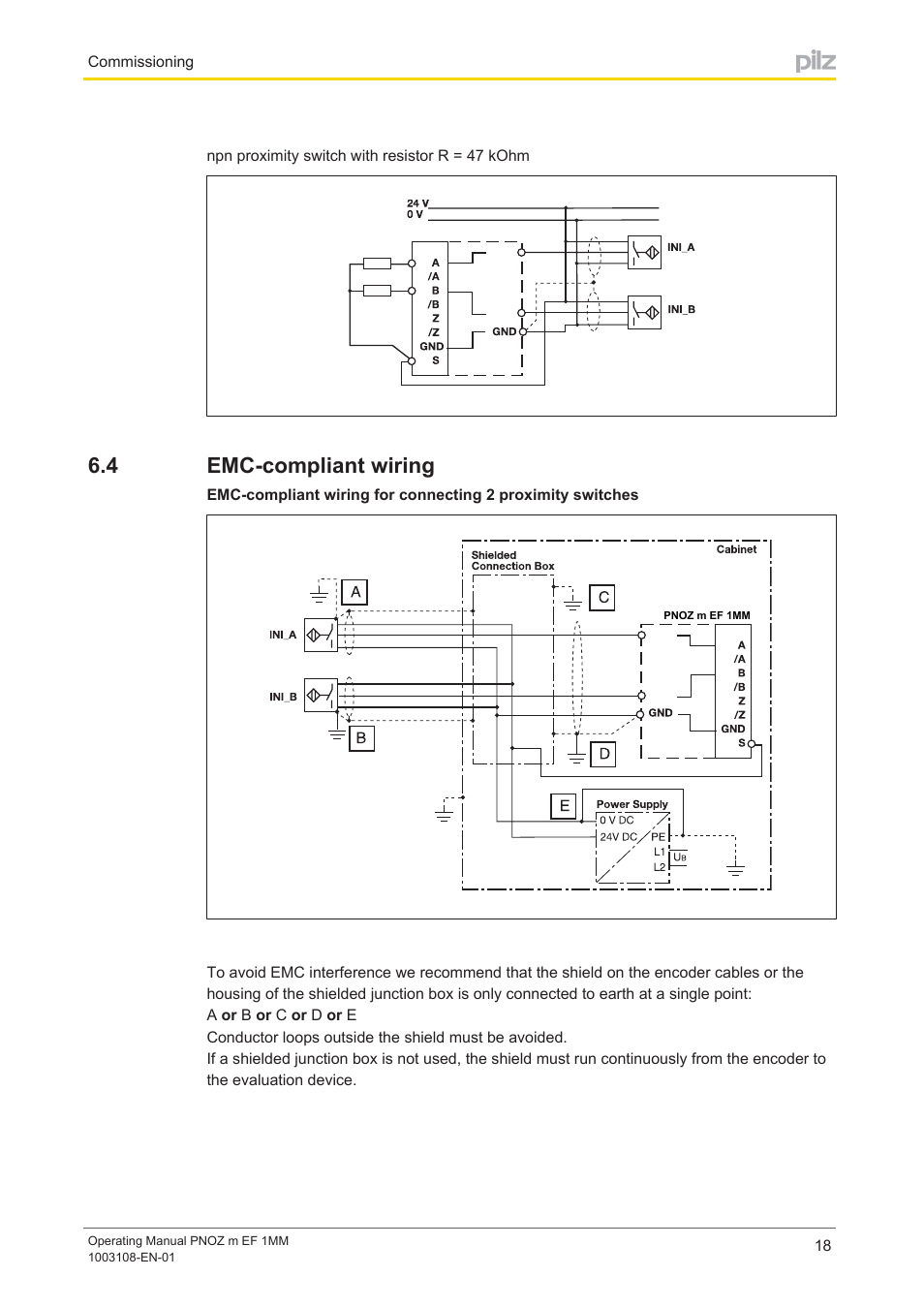 4 emc-compliant wiring, Emc­compliant wiring, 4 emc­compliant wiring | Pilz PNOZ m EF 1MM User Manual | Page 18 / 26