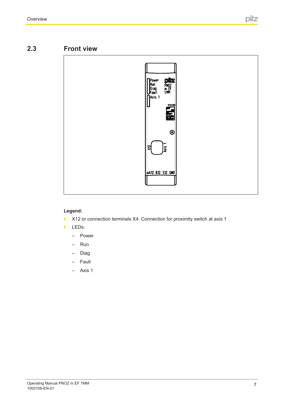 3 front view, Front view | Pilz PNOZ m EF 1MM User Manual | Page 7 / 26