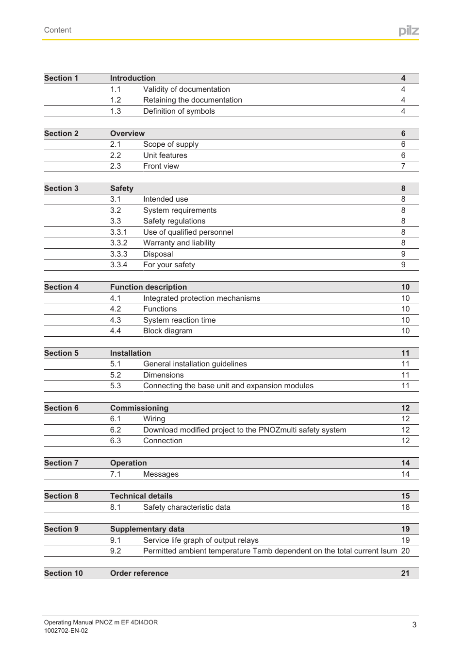 Pilz PNOZ m EF 4DI4DOR User Manual | Page 3 / 22