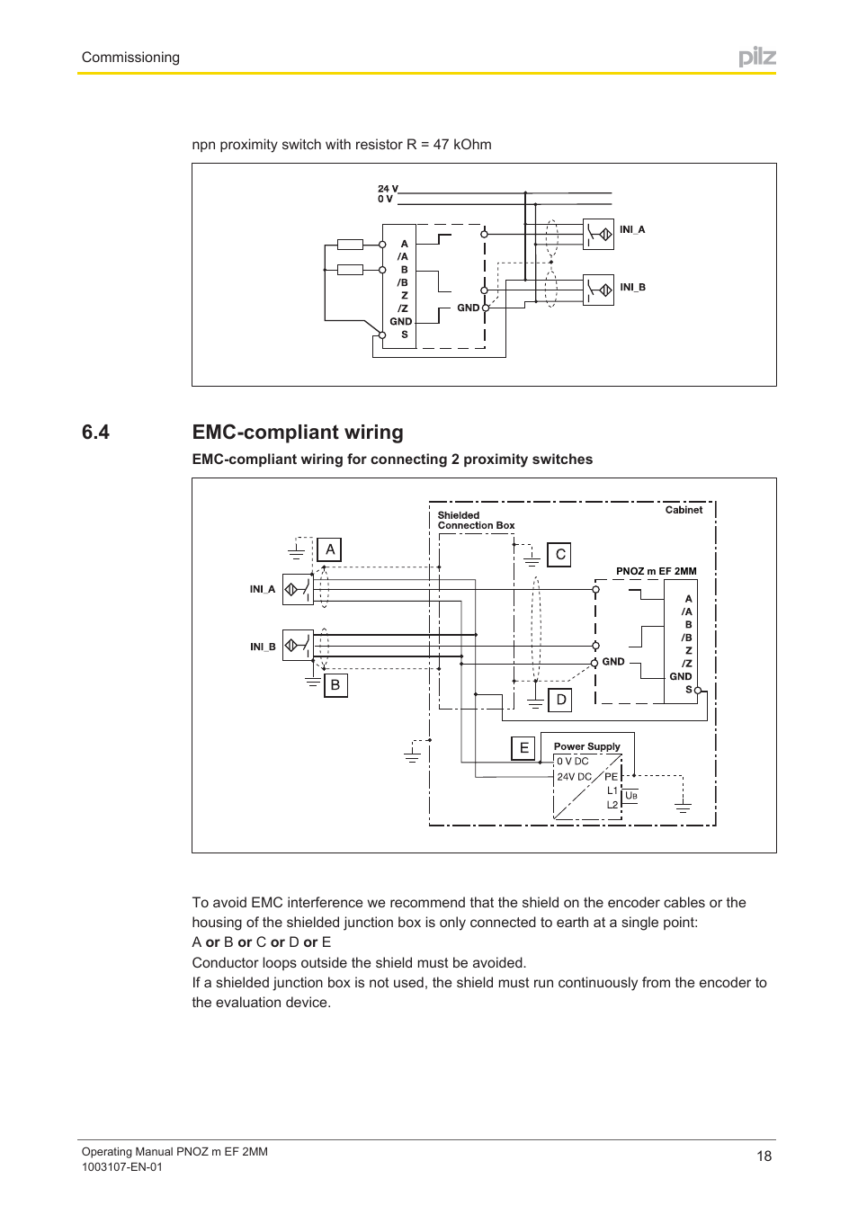 4 emc-compliant wiring, Emc­compliant wiring, 4 emc­compliant wiring | Pilz PNOZ m EF 2MM User Manual | Page 18 / 26