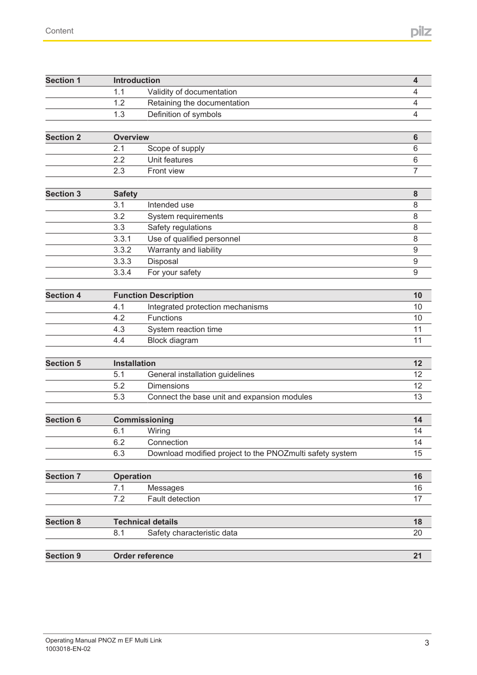 Pilz PNOZ m EF Multi Link User Manual | Page 3 / 22