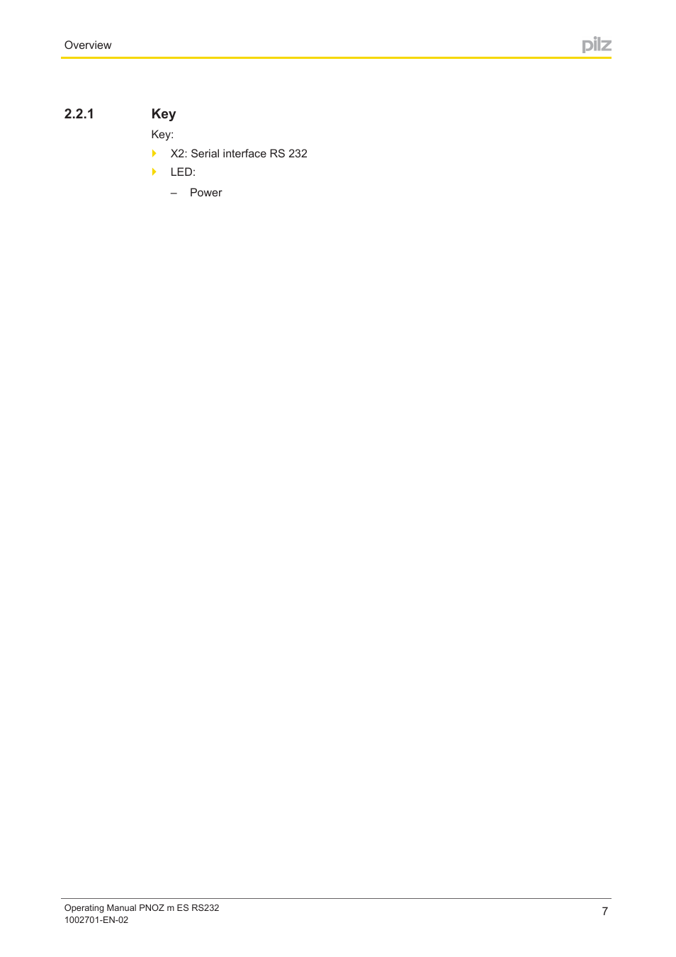 1 key | Pilz PNOZ m ES RS232 User Manual | Page 7 / 18