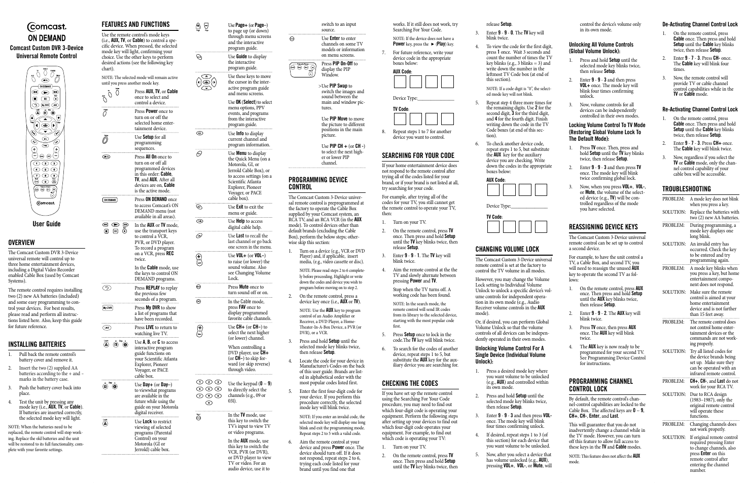 Comcast M1067/8A User Manual | 2 pages