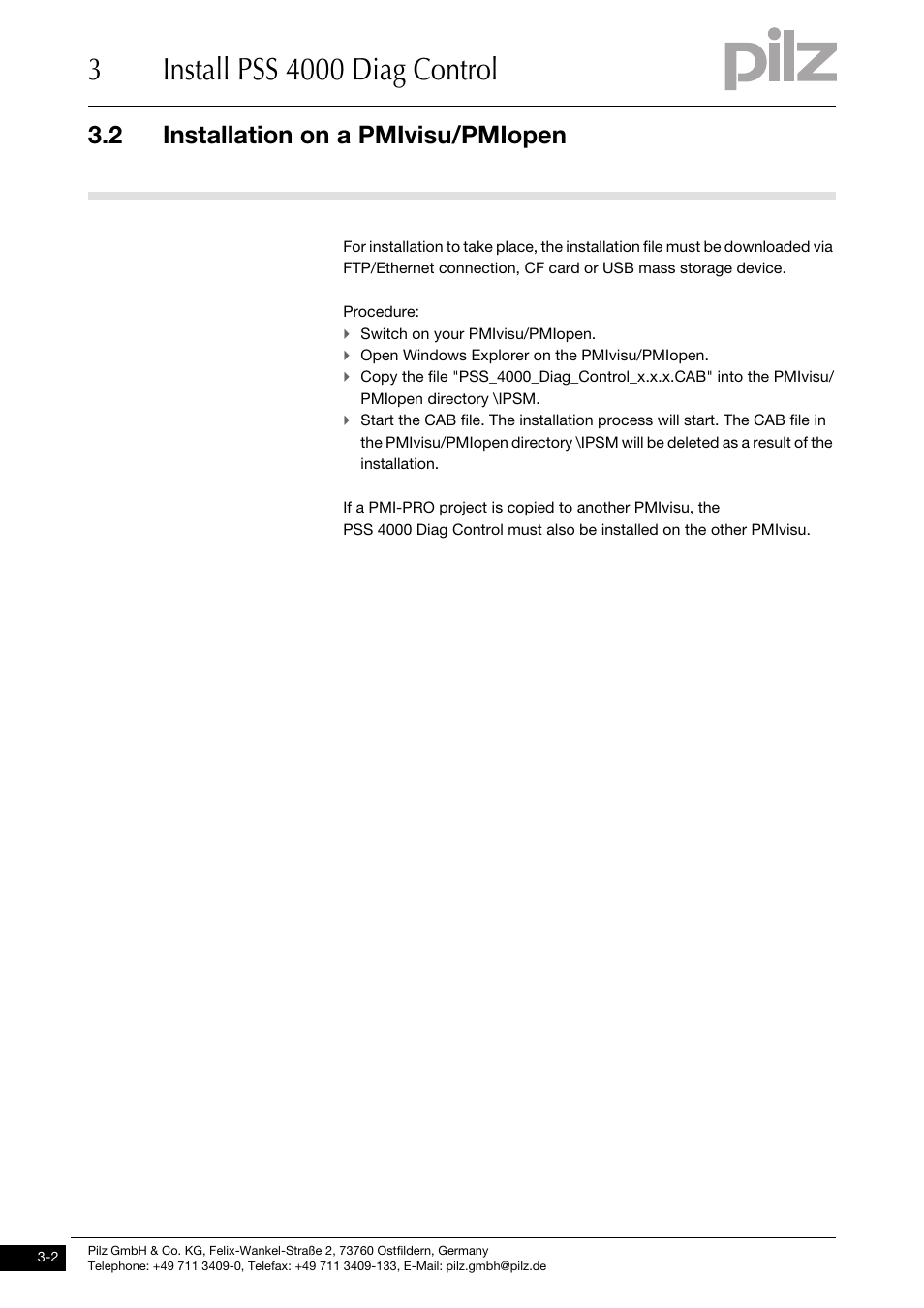 Installation on a pmivisu/pmiopen, 2 installation on a pmivisu/pmiopen | Pilz PSSu H PLC1 FS SN SD User Manual | Page 12 / 47