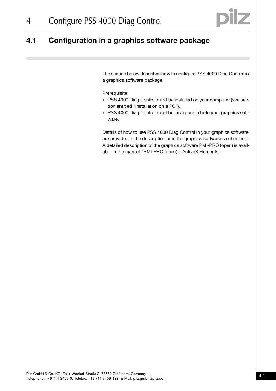 Configure pss 4000 diag control, Configuration in a graphics software package, 1 configuration in a graphics software package | Pilz PSSu H PLC1 FS SN SD User Manual | Page 13 / 47