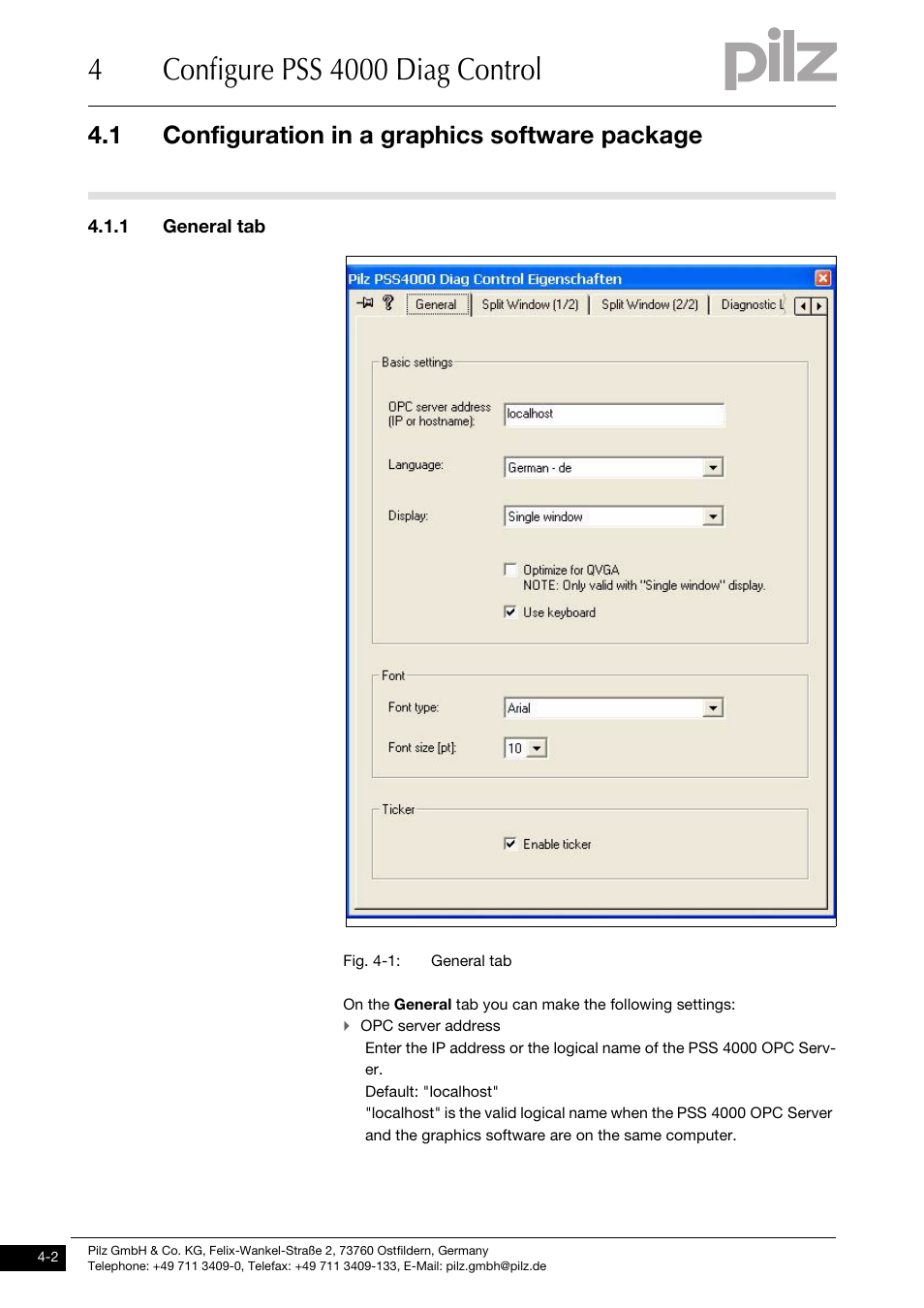 General tab, 1 configuration in a graphics software package | Pilz PSSu H PLC1 FS SN SD User Manual | Page 14 / 47