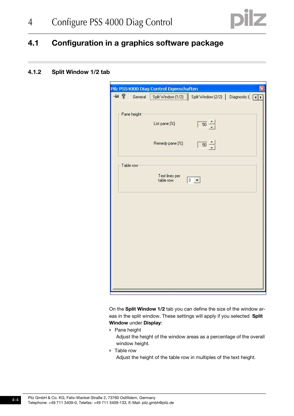 Split window 1/2 tab, 1 configuration in a graphics software package | Pilz PSSu H PLC1 FS SN SD User Manual | Page 16 / 47