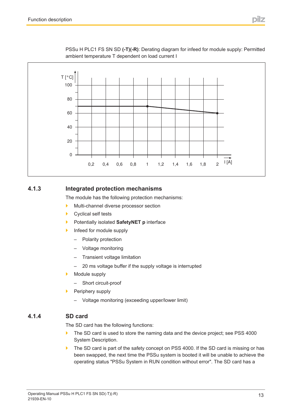 3 integrated protection mechanisms, 4 sd card, Integrated protection mechanisms | Sd card | Pilz PSSu H PLC1 FS SN SD User Manual | Page 13 / 42