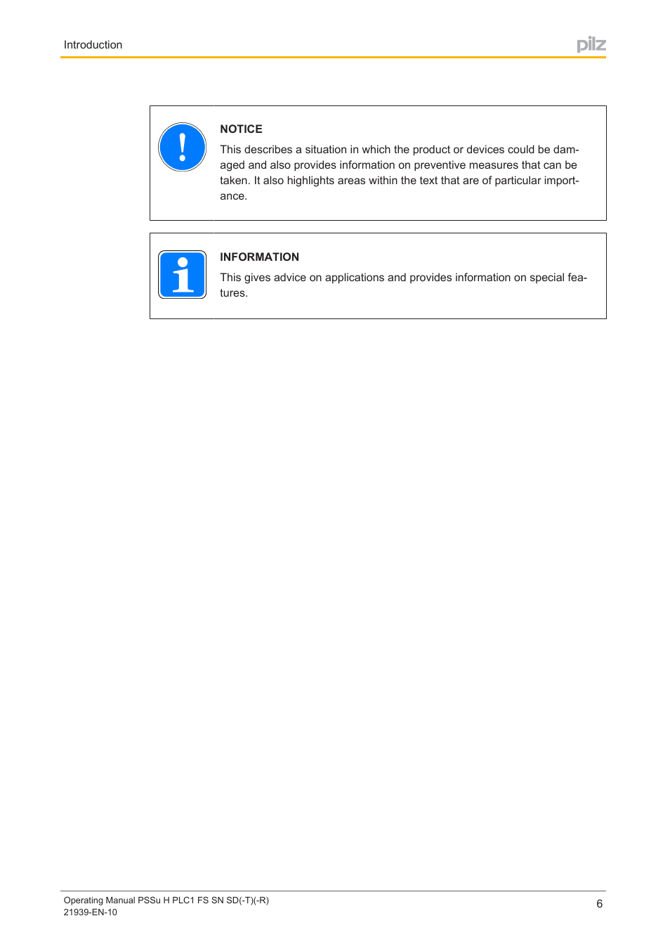 Pilz PSSu H PLC1 FS SN SD User Manual | Page 6 / 42