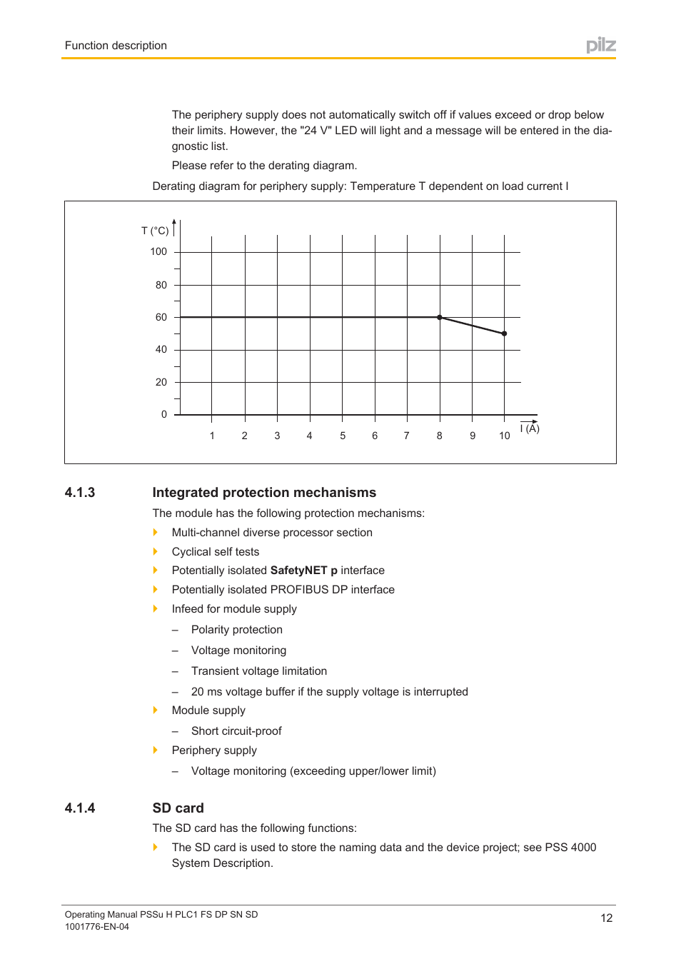 3 integrated protection mechanisms, 4 sd card, Integrated protection mechanisms | Sd card | Pilz PSSu H PLC1 FS DP SN SD User Manual | Page 12 / 40