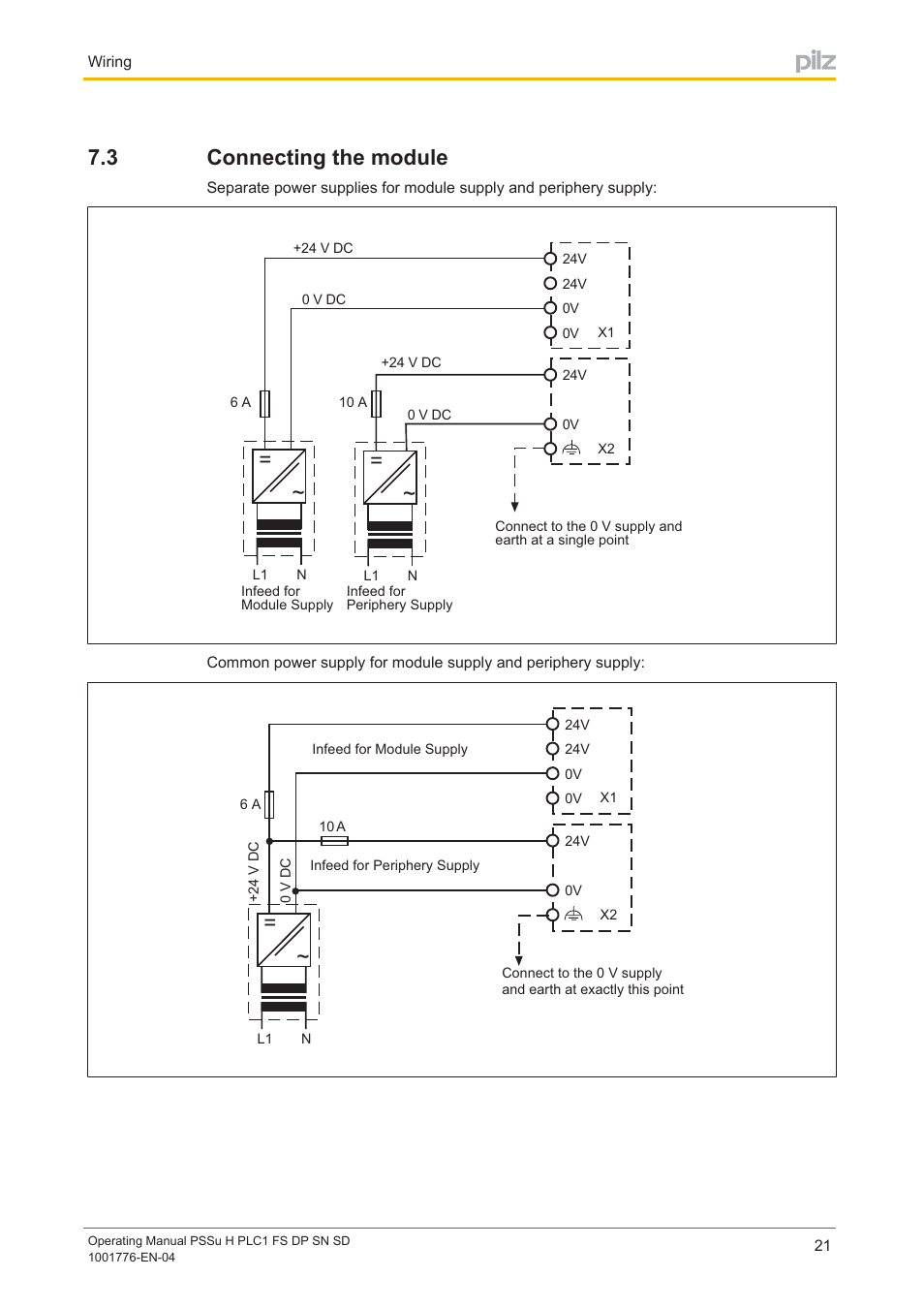 3 connecting the module, Connecting the module | Pilz PSSu H PLC1 FS DP SN SD User Manual | Page 21 / 40