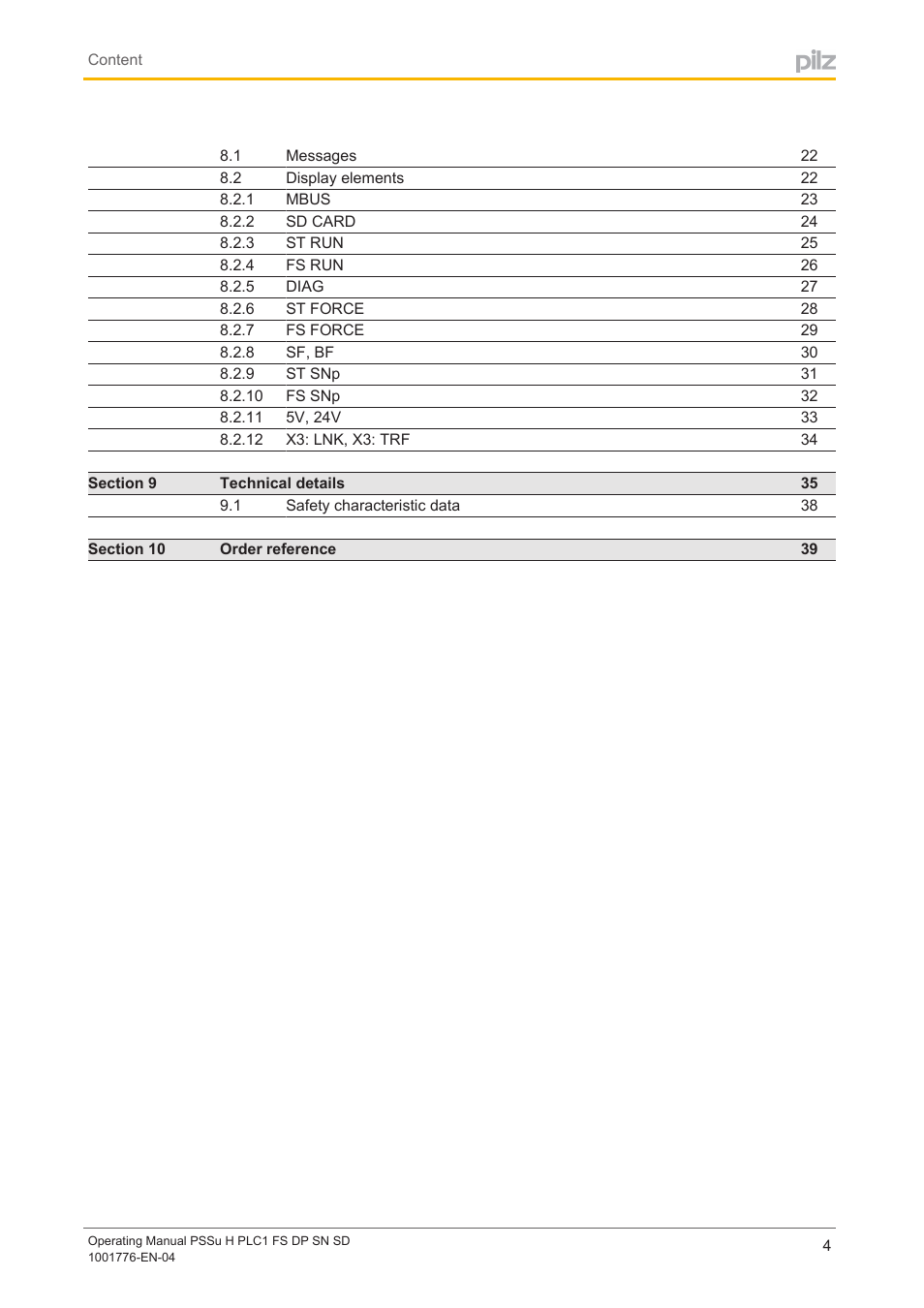 Pilz PSSu H PLC1 FS DP SN SD User Manual | Page 4 / 40