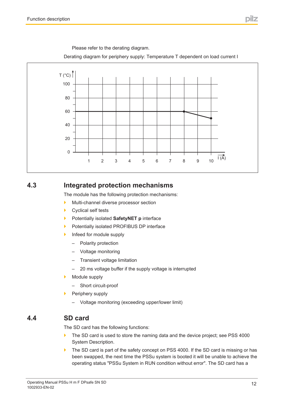 3 integrated protection mechanisms, 4 sd card, Integrated protection mechanisms | Sd card | Pilz PSSu H m F DPsafe SN SD User Manual | Page 12 / 39