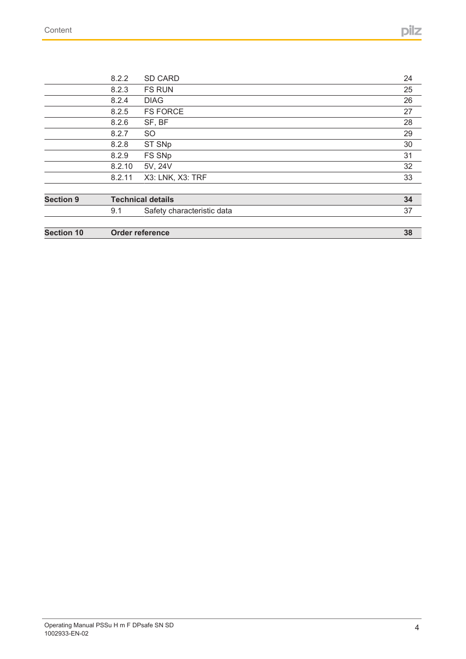 Pilz PSSu H m F DPsafe SN SD User Manual | Page 4 / 39