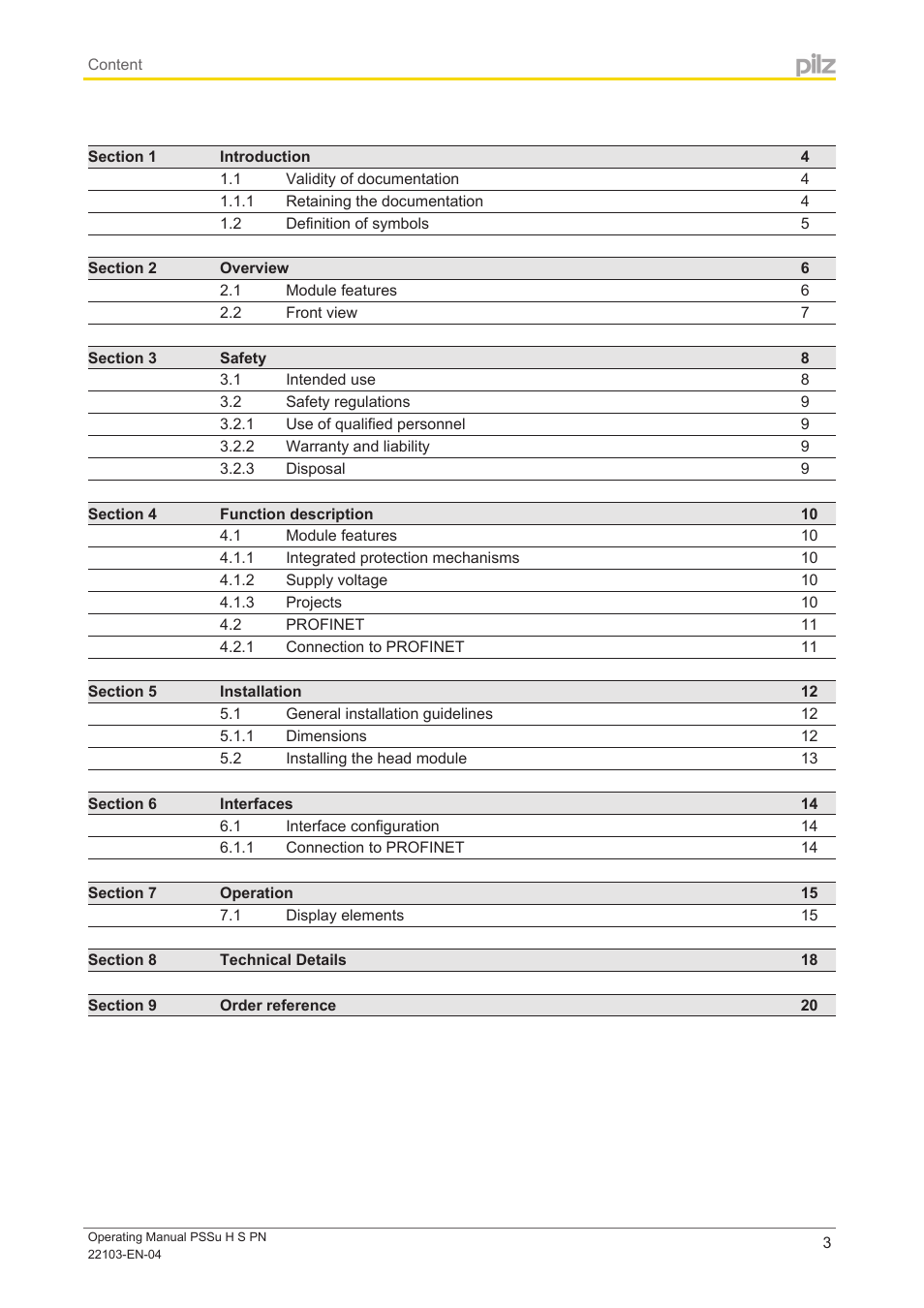 Pilz PSSu H S PN User Manual | Page 3 / 21