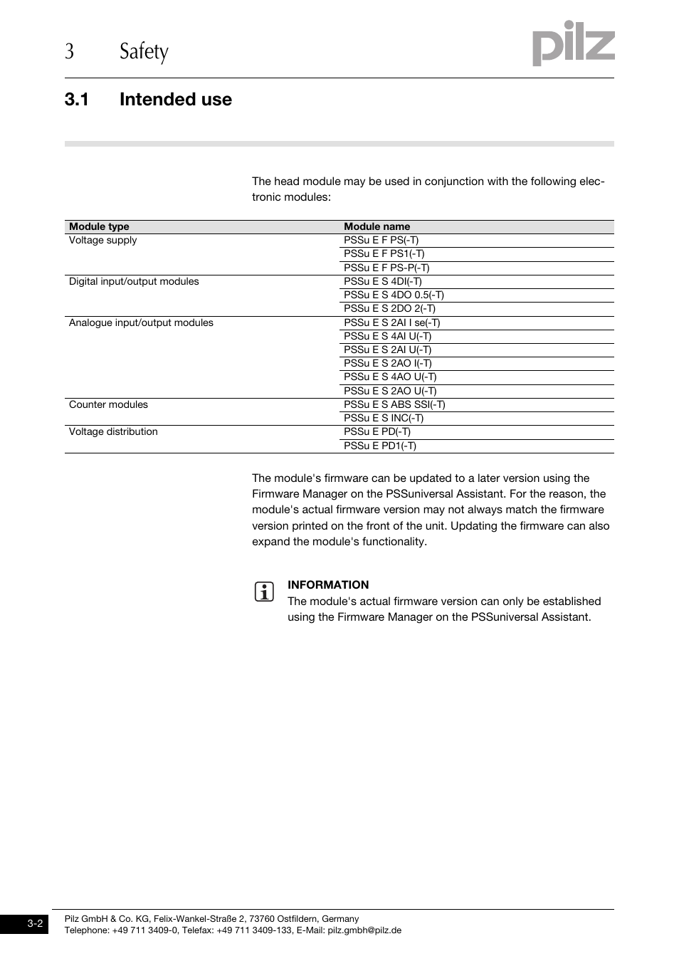 3safety, 1 intended use | Pilz PSSu H DP User Manual | Page 12 / 31