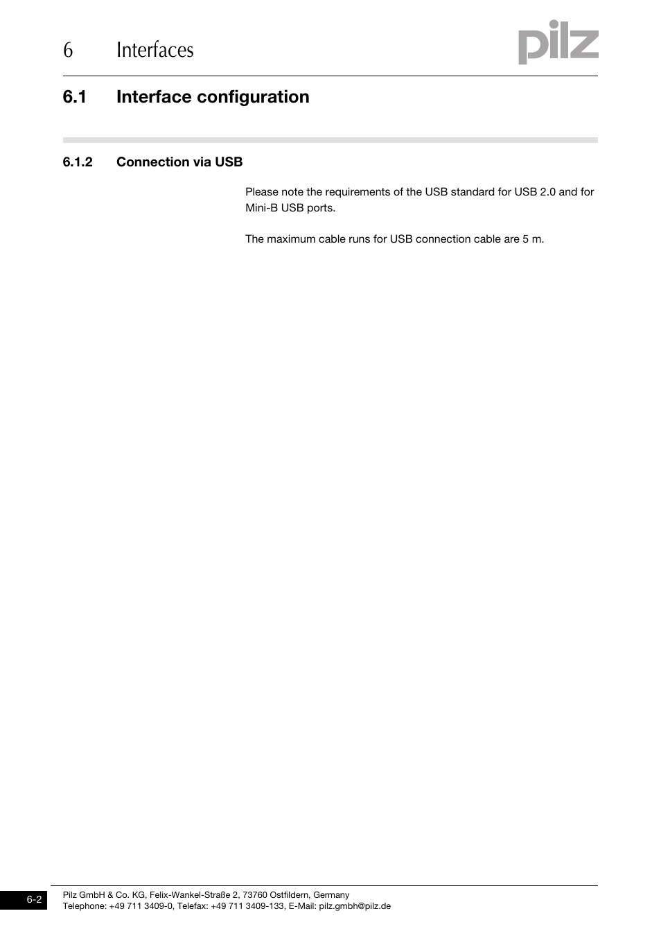 Connection via usb, 6interfaces, 1 interface configuration | Pilz PSSu H DP User Manual | Page 22 / 31