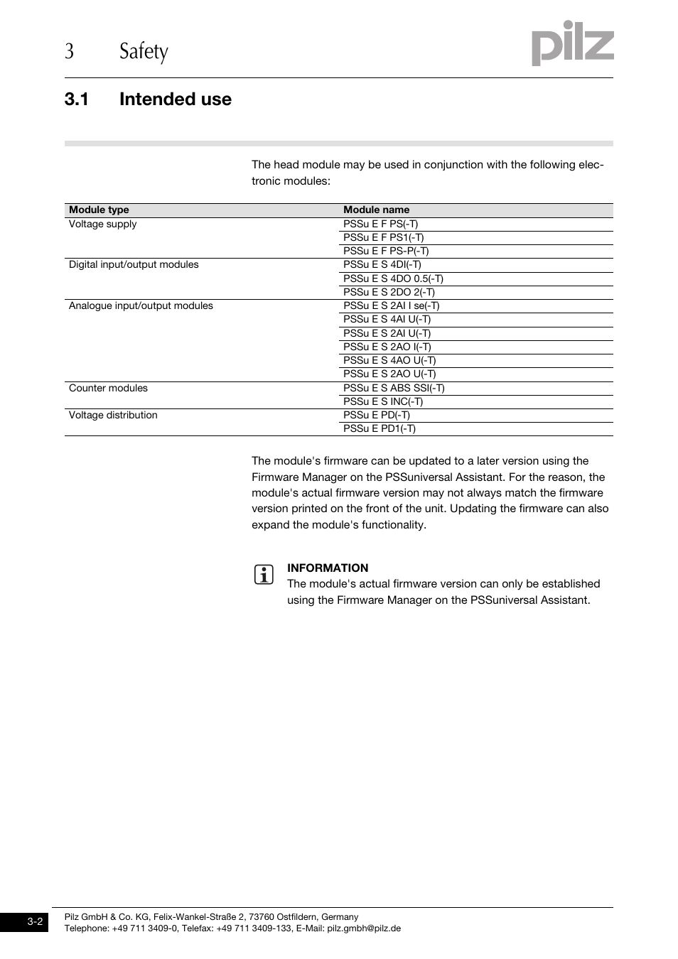 3safety, 1 intended use | Pilz PSSu H CAN User Manual | Page 12 / 41