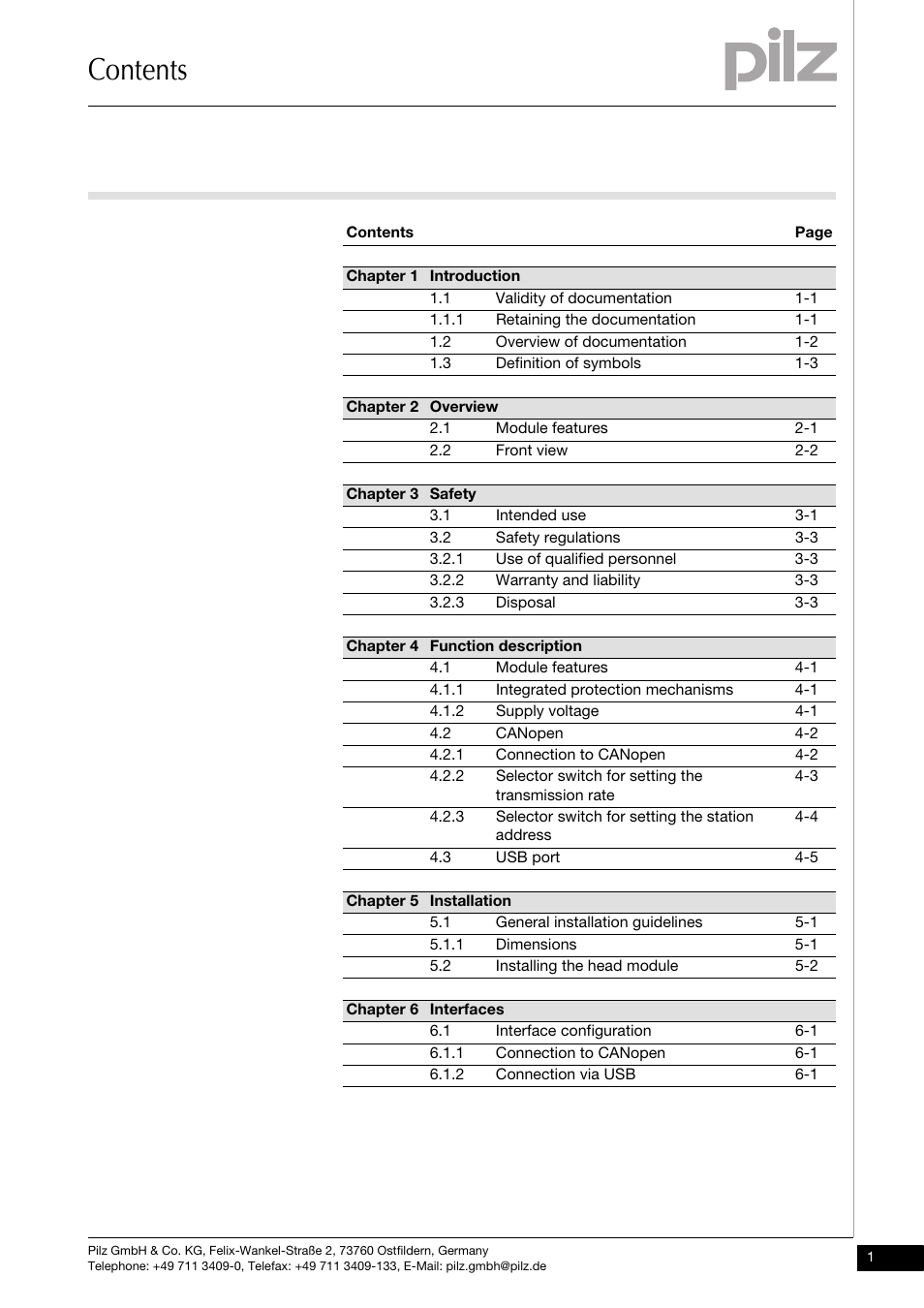 Pilz PSSu H CAN User Manual | Page 3 / 41