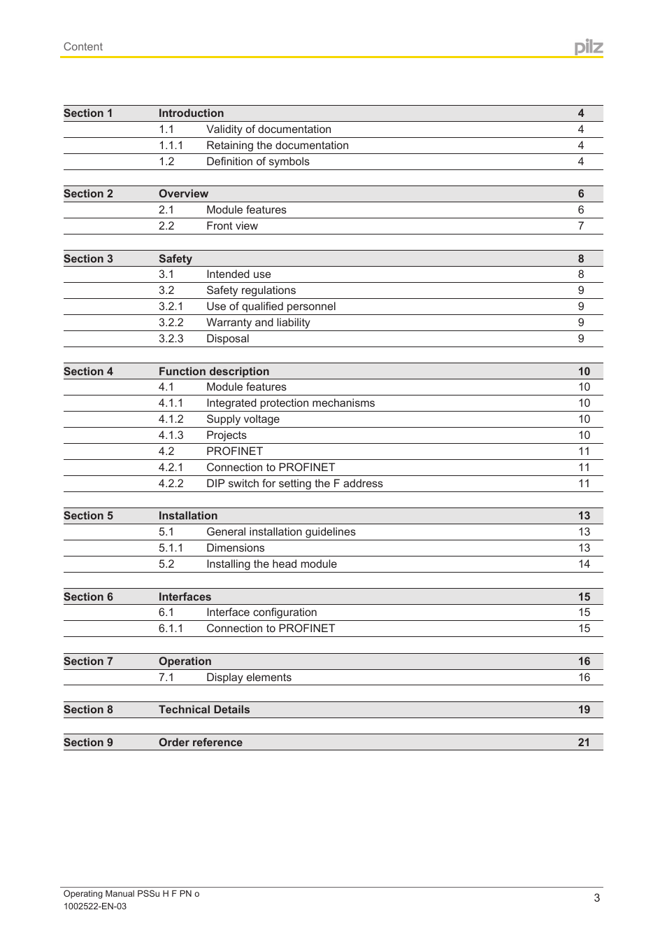 Pilz PSSu H F PN o User Manual | Page 3 / 22