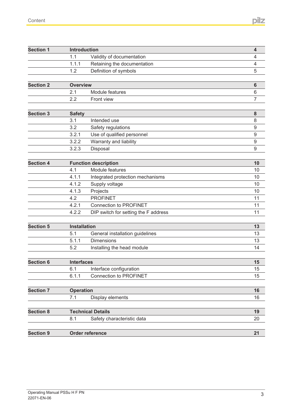 Pilz PSSu H F PN User Manual | Page 3 / 22
