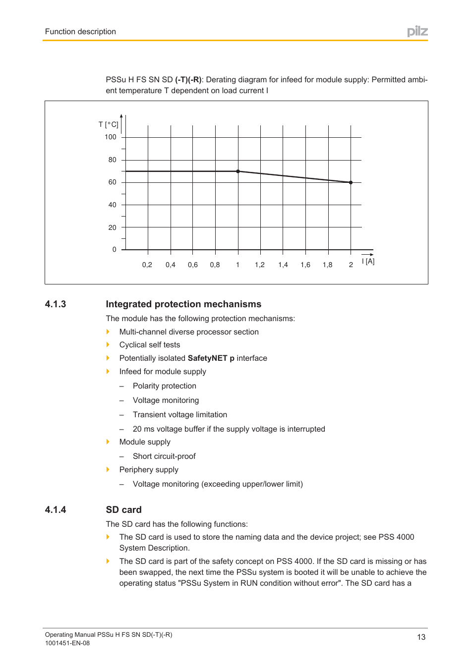 3 integrated protection mechanisms, 4 sd card, Integrated protection mechanisms | Sd card | Pilz PSSu H FS SN SD User Manual | Page 13 / 33