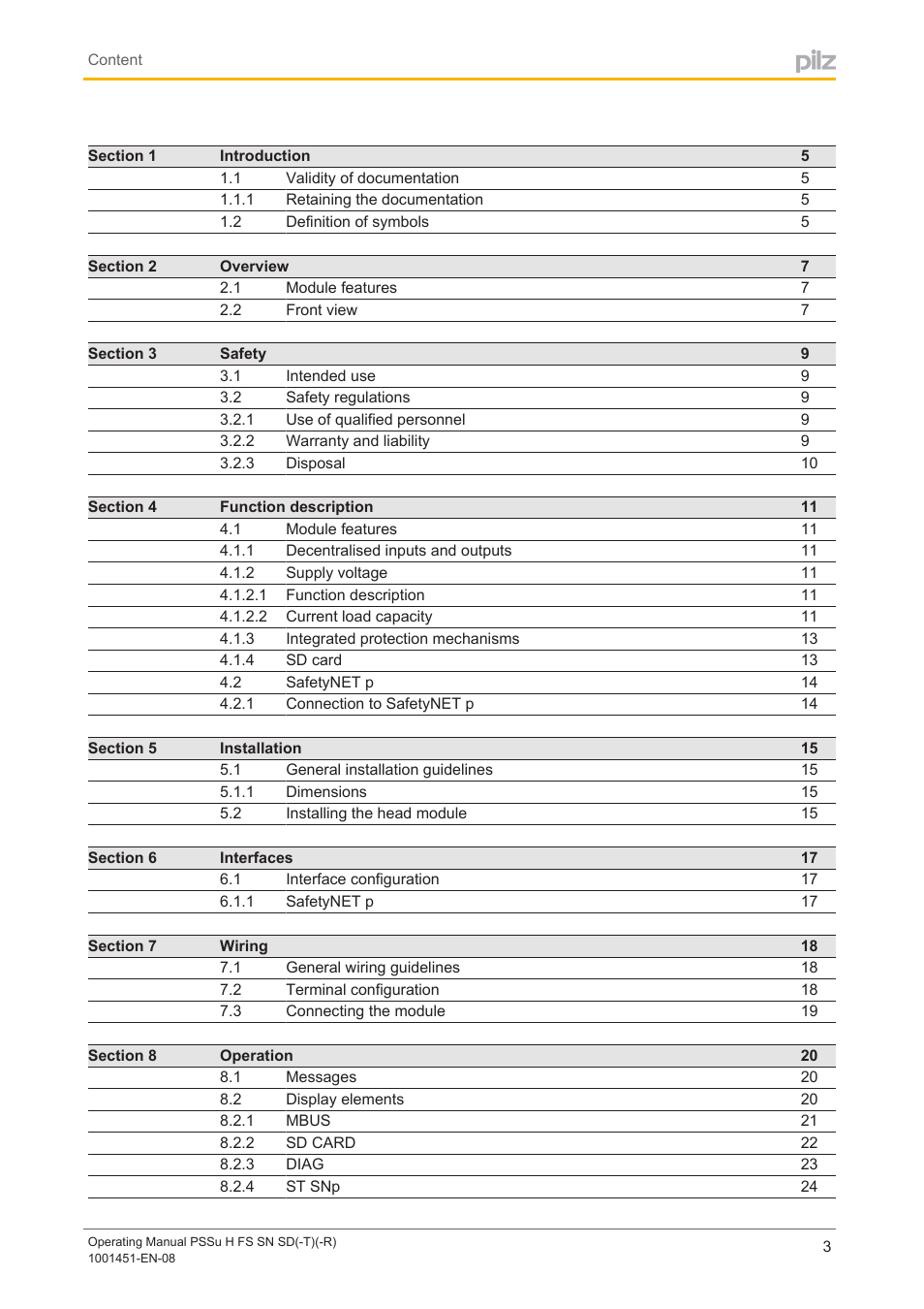 Pilz PSSu H FS SN SD User Manual | Page 3 / 33