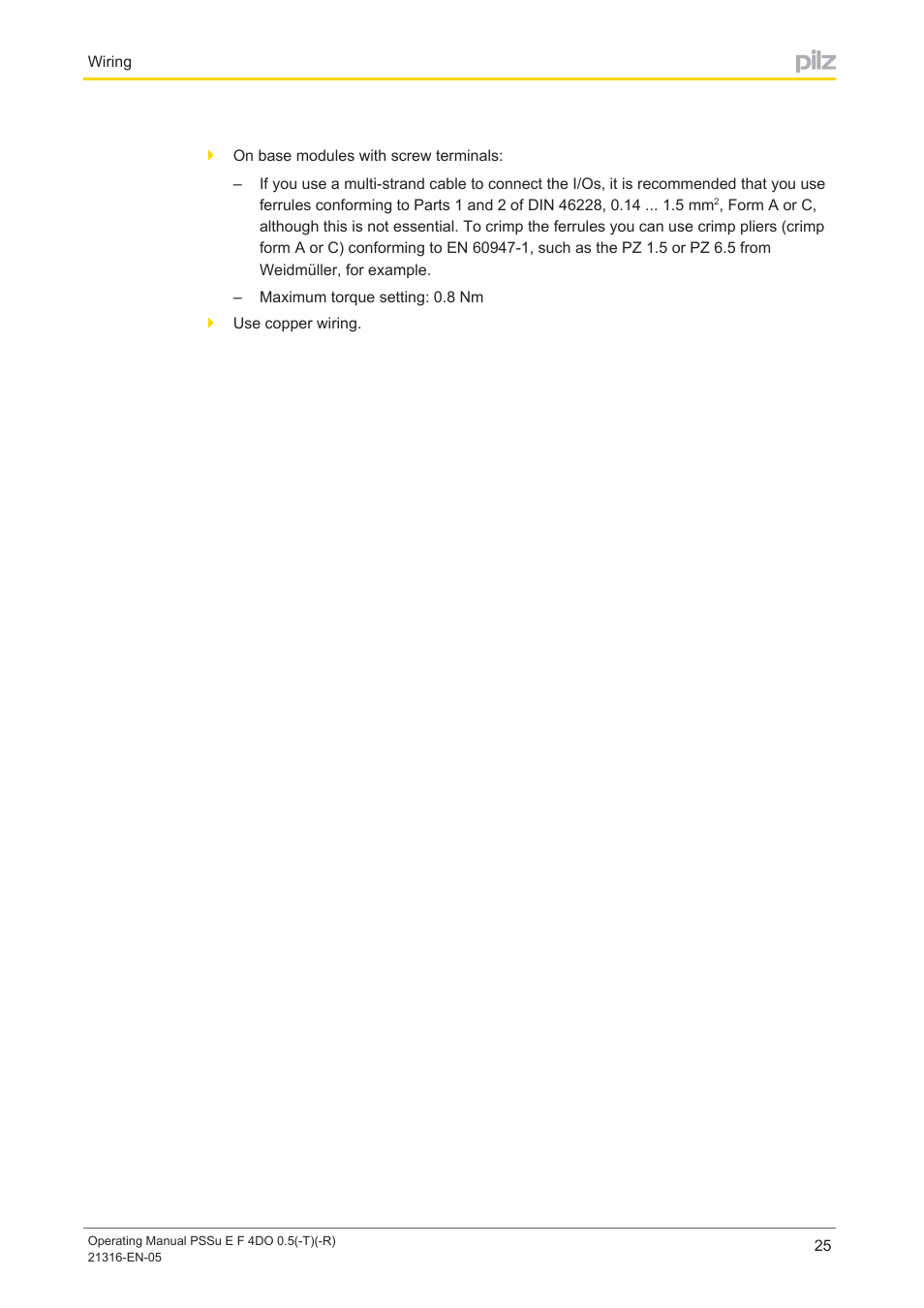 Pilz PSSu E F 4DO 0.5 User Manual | Page 25 / 40