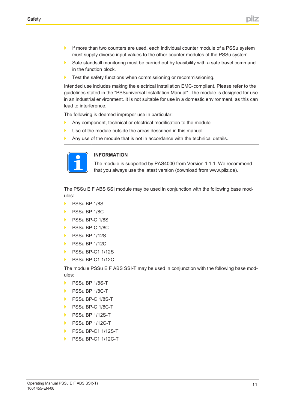 Pilz PSSu E F ABS SSI User Manual | Page 11 / 33