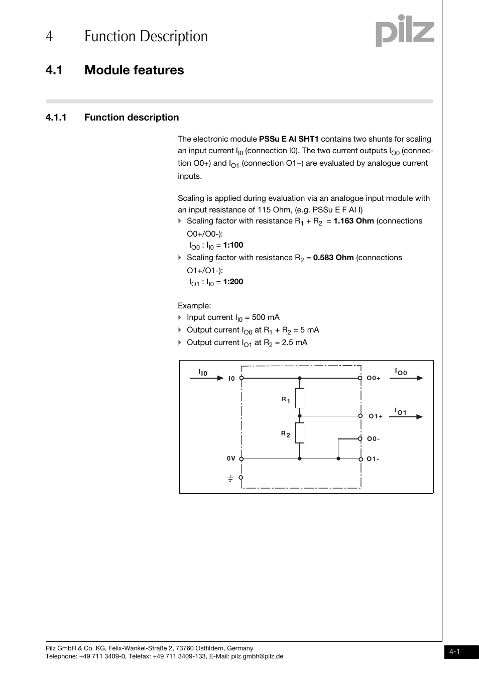 Function description, Module features, 4function description | 1 module features, 1 function description | Pilz PSSu E AI SHT1 User Manual | Page 15 / 33