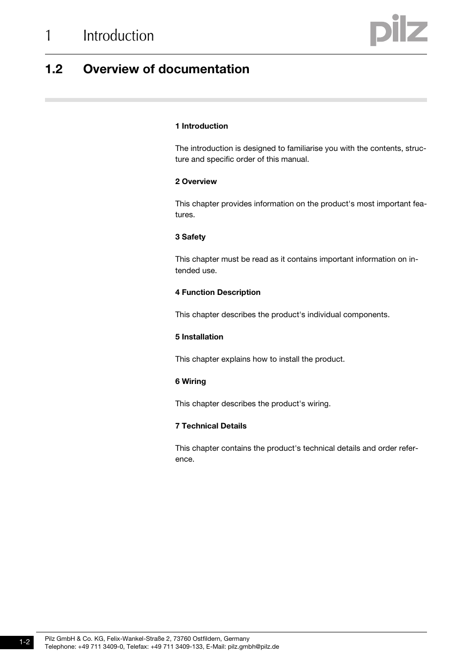 Overview of documentation, 1introduction, 2 overview of documentation | Pilz PSSu E AI SHT1 User Manual | Page 6 / 33