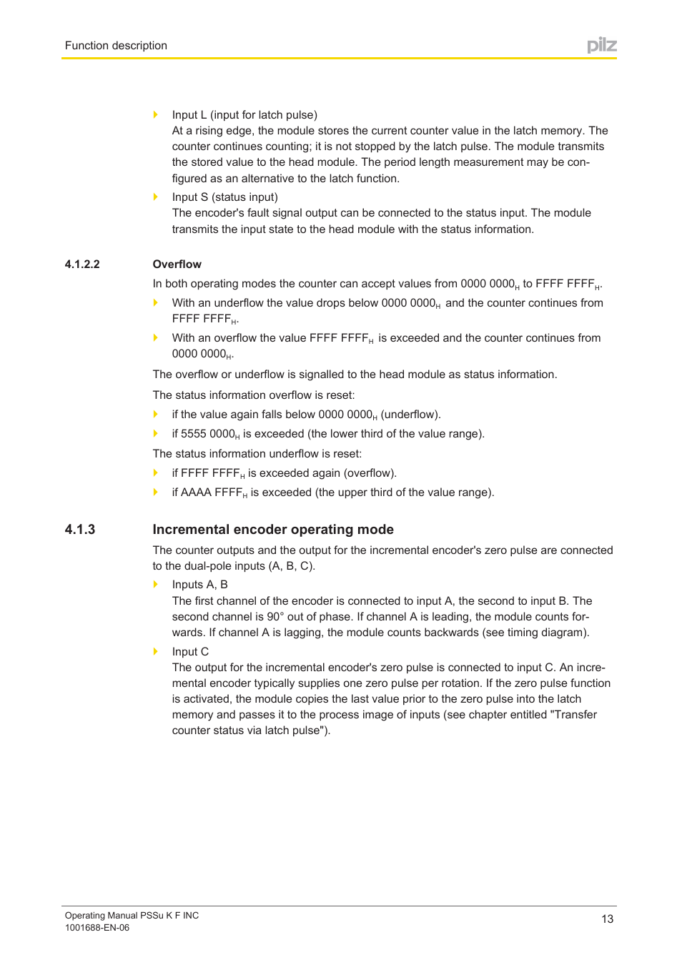 2 overflow, 3 incremental encoder operating mode, Overflow | Incremental encoder operating mode | Pilz PSSu K F INC User Manual | Page 13 / 34