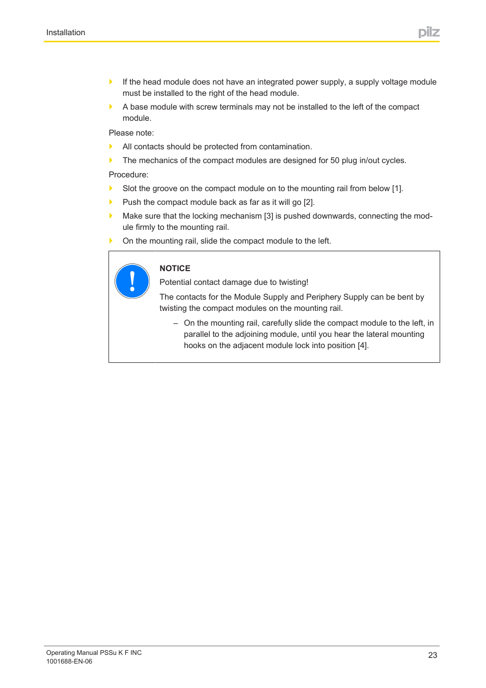 Pilz PSSu K F INC User Manual | Page 23 / 34