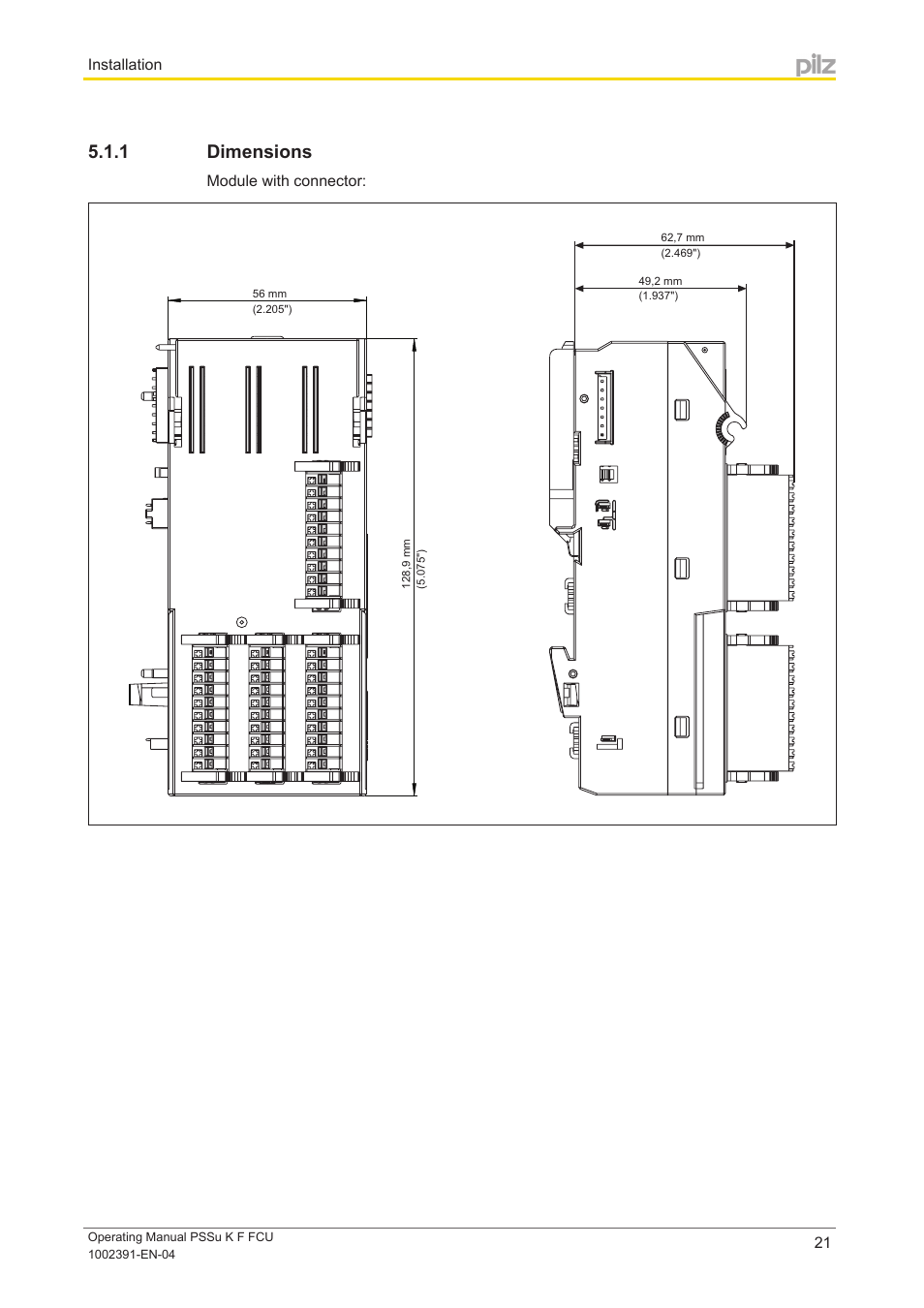 1 dimensions, Dimensions | Pilz PSSu K F FCU User Manual | Page 21 / 42