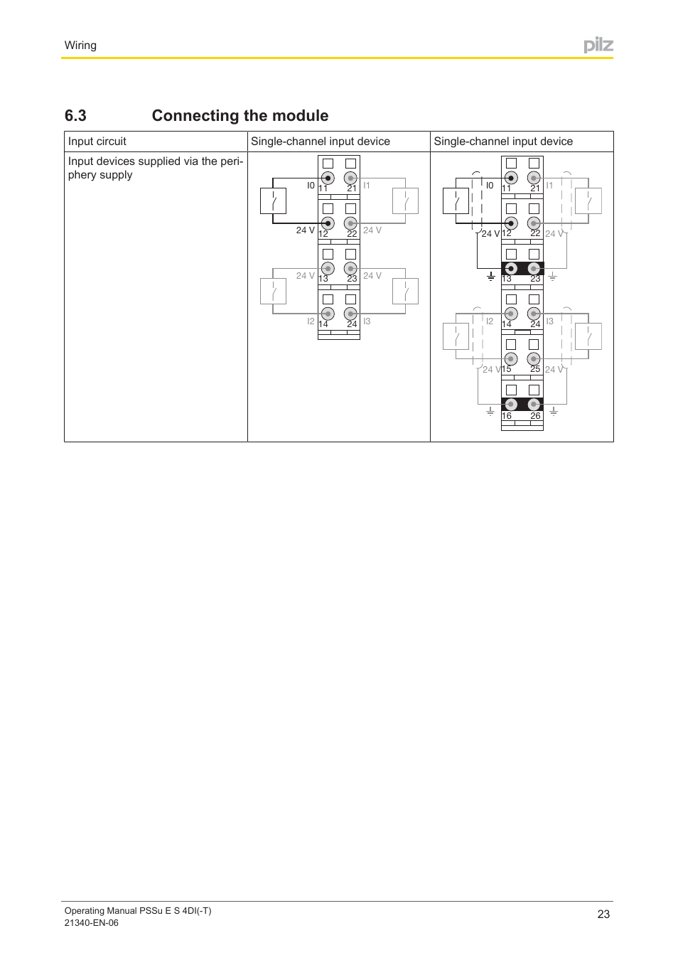 3 connecting the module, Connecting the module | Pilz PSSu E S 4DI User Manual | Page 23 / 31
