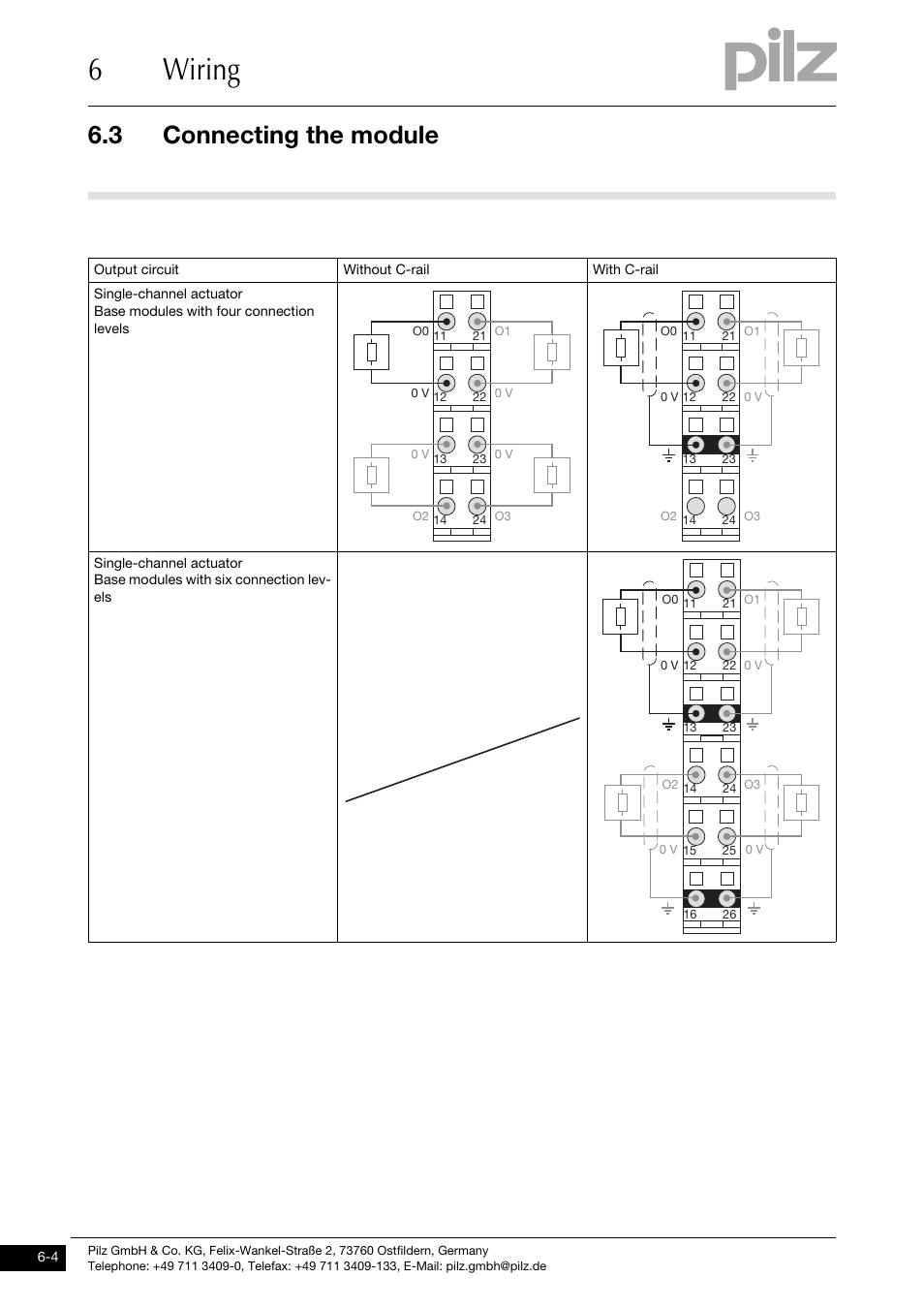 Connecting the module, 6wiring, 3 connecting the module | Pilz PSSu E S 4DO 0.5 User Manual | Page 28 / 37